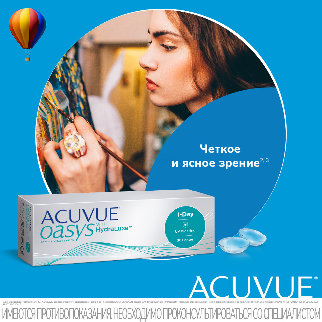 Контактные линзы ACUVUE OASYS 1-DAY with HydraLuxe, 30 шт